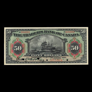 Canada, Traders Bank of Canada, 50 dollars : January 2, 1909