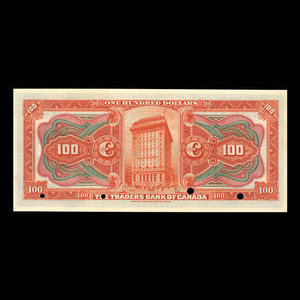 Canada, Traders Bank of Canada, 100 dollars : January 2, 1909