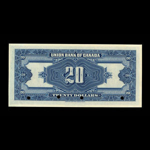 Canada, Union Bank of Canada (The), 20 dollars : July 1, 1921