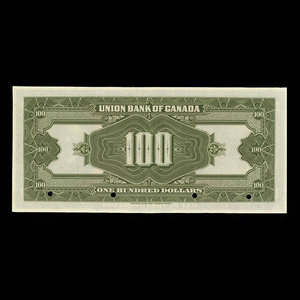 Canada, Union Bank of Canada (The), 100 dollars : July 1, 1921