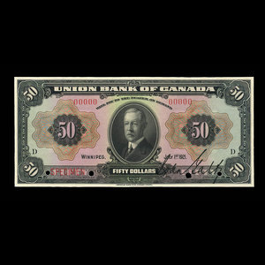 Canada, Union Bank of Canada (The), 50 dollars : July 1, 1921