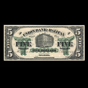 Canada, Union Bank of Halifax, 5 dollars : July 1, 1871