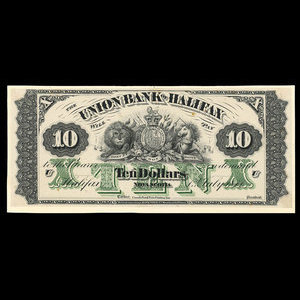 Canada, Union Bank of Halifax, 10 dollars : July 1, 1871