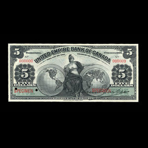 Canada, United Empire Bank of Canada, 5 dollars : August 1, 1906