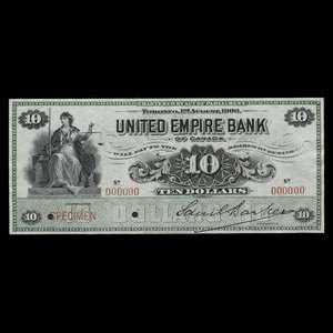 Canada, United Empire Bank of Canada, 10 dollars : August 1, 1906