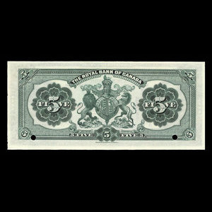 Antigua, Royal Bank of Canada, 5 dollars : January 2, 1913