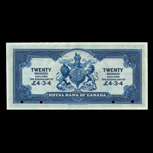 Barbados, Royal Bank of Canada, 20 dollars : January 2, 1920