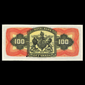 Barbados, Royal Bank of Canada, 100 dollars : January 2, 1909