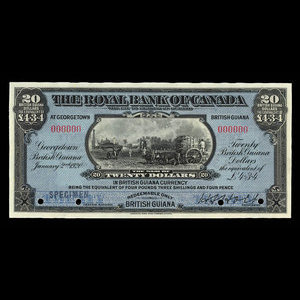 British Guiana, Royal Bank of Canada, 20 dollars : January 2, 1920