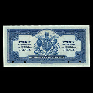 British Guiana, Royal Bank of Canada, 20 dollars : January 2, 1920