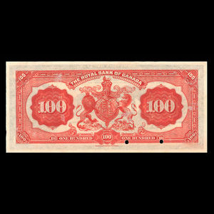 British Guiana, Royal Bank of Canada, 100 dollars : January 2, 1913