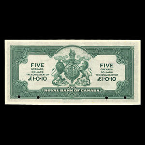 Grenada, Royal Bank of Canada, 5 dollars : January 2, 1920