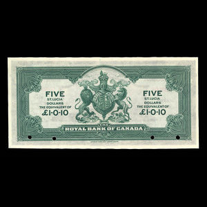 St. Lucia, Royal Bank of Canada, 5 dollars : January 2, 1920