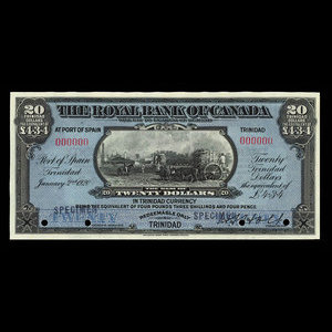 Trinidad, Royal Bank of Canada, 20 dollars : January 2, 1920