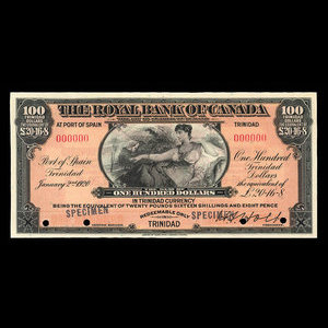 Trinidad, Royal Bank of Canada, 100 dollars : January 2, 1920