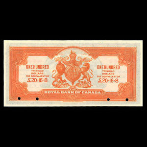 Trinidad, Royal Bank of Canada, 100 dollars : January 2, 1920