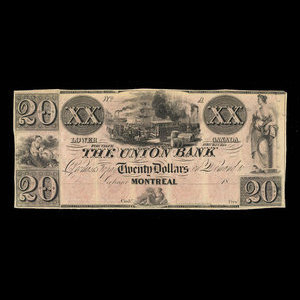 Canada, Union Bank, 20 dollars : 1840