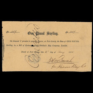 Canada, Hudson's Bay Company, 1 pound : May 2, 1870