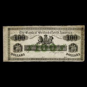 Canada, Bank of British North America, 100 dollars : July 15, 1861