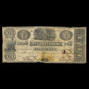 Canada, Exchange Bank Company of Chippewa, 5 dollars : 1838