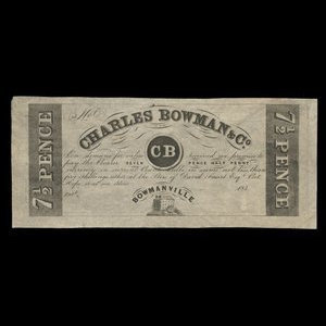 Canada, Charles Bowman & Co., 7 1/2 pence : 1839