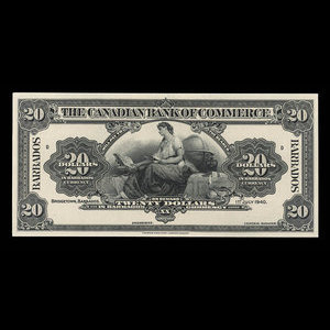 Barbados, Canadian Bank of Commerce, 20 dollars : July 1, 1940