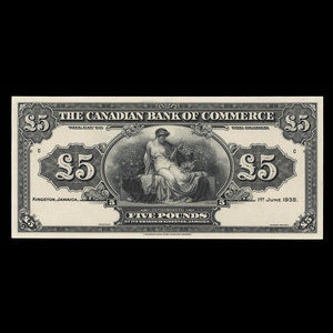 Jamaica, Canadian Bank of Commerce, 5 pounds : June 1, 1938