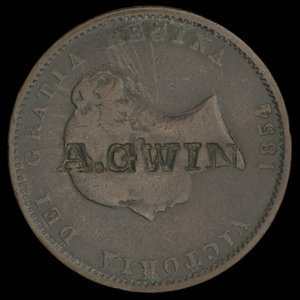 Canada, Province of New Brunswick, 1/2 penny : 1854