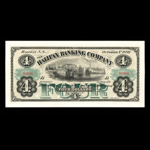 Canada, Halifax Banking Company, 4 dollars : October 1, 1880