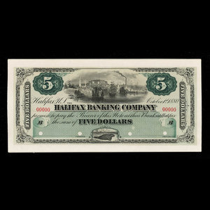 Canada, Halifax Banking Company, 5 dollars : October 1, 1880