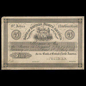 Canada, Bank of British North America, 5 pounds : July 1, 1847