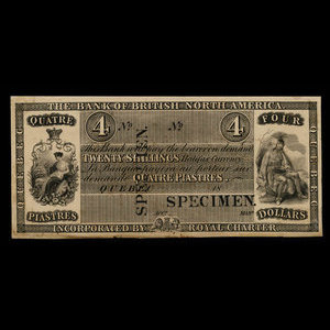 Canada, Bank of British North America, 4 dollars : 1856