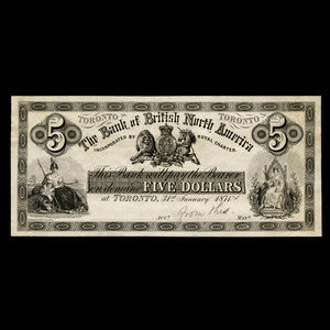 Canada, Bank of British North America, 5 dollars : January 31, 1871