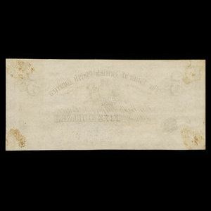 Canada, Bank of British North America, 5 dollars : April 8, 1872