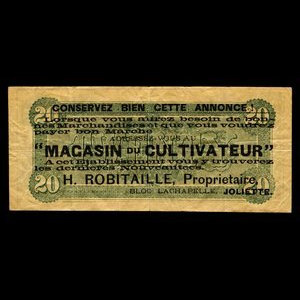 Canada, H. Robitaille, no denomination : 1887