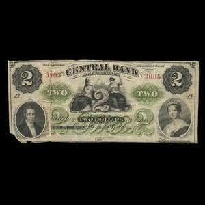 Canada, Central Bank of New Brunswick, 2 dollars : November 1, 1866