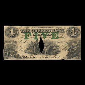 Canada, Quebec Bank, 4 dollars : January 2, 1856