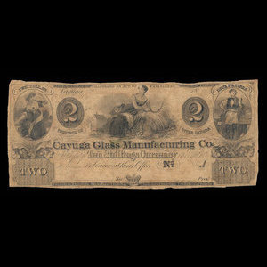 Canada, Cayuga Glass Manufacturing Co., 2 dollars : 1845