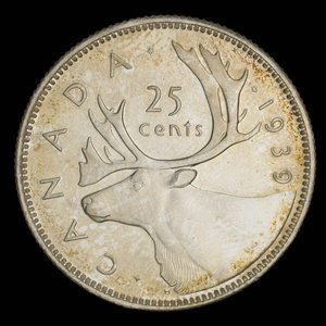 Canada, George VI, 25 cents : 1939