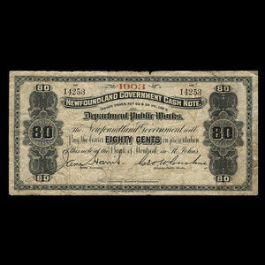 Canada, Newfoundland - Department of Public Works, 80 cents : 1903