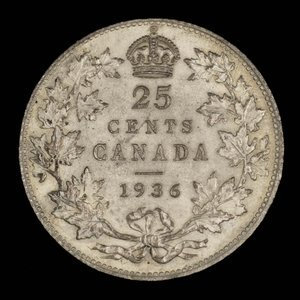 Canada, George V, 25 cents : 1937