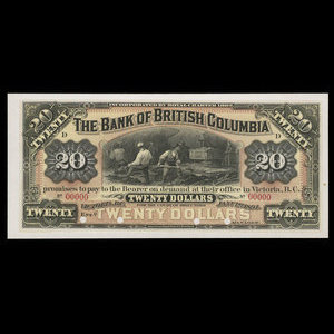 Canada, Bank of British Columbia, 20 dollars : January 1, 1894