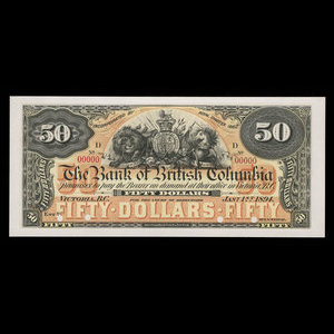 Canada, Bank of British Columbia, 50 dollars : January 1, 1894