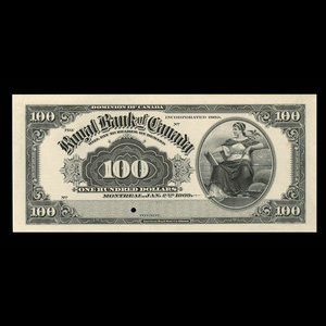 Canada, Royal Bank of Canada, 100 dollars : January 2, 1909