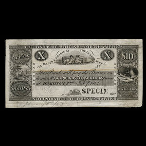 Canada, Bank of British North America, 10 dollars : February 1, 1853