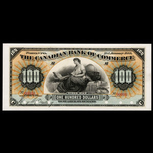 Canada, Canadian Bank of Commerce, 100 dollars : January 2, 1888