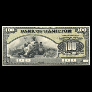 Canada, Bank of Hamilton, 100 dollars : June 1, 1909