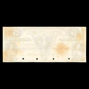 Canada, Bank of Montreal, 5 dollars : 1860