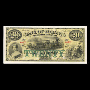 Canada, Bank of Toronto (The), 20 dollars : July 1, 1887