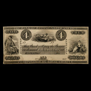 Canada, Bank of British North America, 4 dollars : 1849